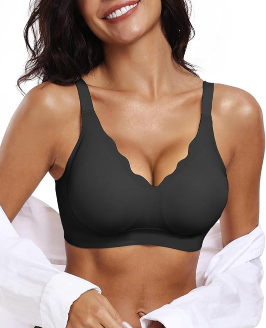 VOWRO® Comfortable Wireless Push-Up Seamless Bra with Scalloped Edge